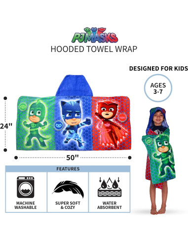 Toalla con capucha PJ Masks de algodón 61x127 cm Franco