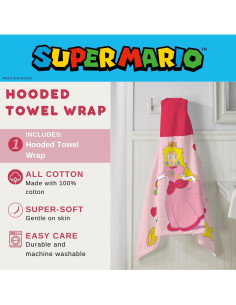 Toalla con Capucha Princesa Peach Franco 61x127 cm Algodón 2