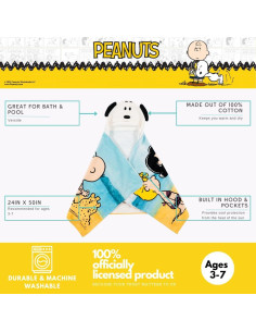 Toalla con Capucha Franco Peanuts 100% Algodón 61x127 cm 2