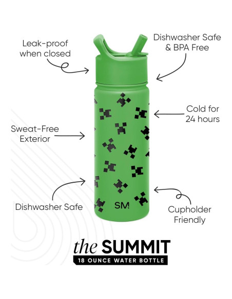 Botella de Agua Simple Modern 18 oz Minecraft Creeper