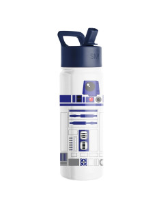 Botella de Agua Simple Modern R2D2 532ml con Tapa de Popote