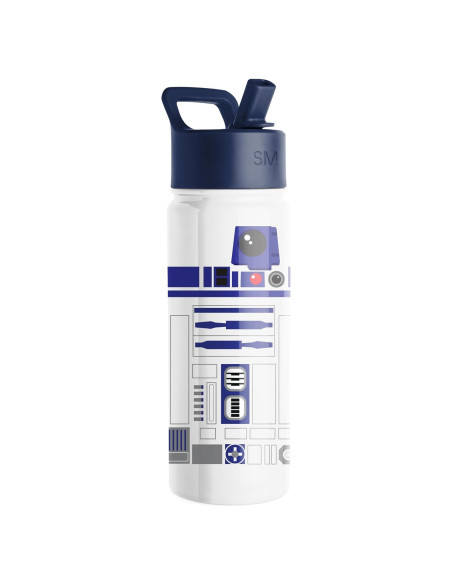 Botella de Agua Simple Modern R2D2 532ml con Tapa de Popote