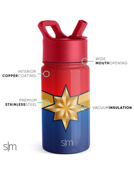Botella de Agua Simple Modern 414ml Capitán Marvel Aislada