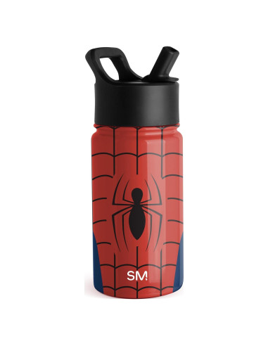 Botella de Agua Simple Modern Spiderman 414ml con Pajita