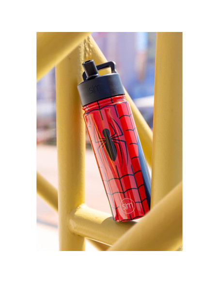 Botella de Agua Simple Modern Spiderman 414ml con Pajita