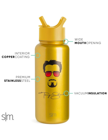 Botella de Agua Simple Modern Iron Man 0.95L Aislamiento