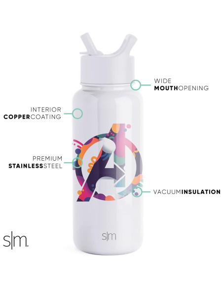 Botella de Agua Simple Modern Avengers 0.95L Aislada Doble Pared