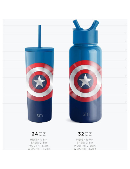 Botella de Agua Simple Modern 0.95L Capitán Marvel Aislada