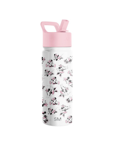 Botella de Agua Simple Modern Minnie Mouse 532ml con Pajita