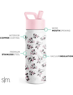 Botella de Agua Simple Modern Minnie Mouse 532ml con Pajita 2