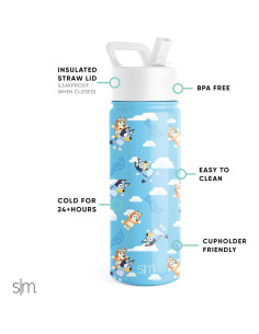 Botella de Agua Aislada Simple Modern 18oz para Niños Bluey 2