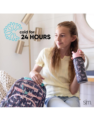 Botella de Agua Aislada Simple Modern 530ml Tapa Popote