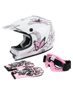 Casco XFMT DOT Motocross Niños Mariposa Rosa XL