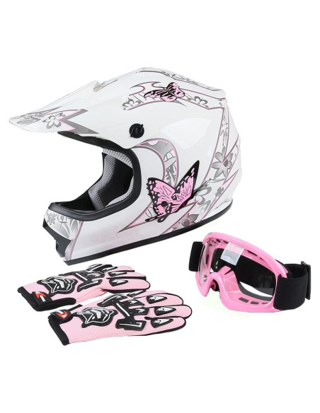 Casco XFMT DOT Motocross Niños Mariposa Rosa XL Casco XFMT DOT Motocross Niños Mariposa Rosa XL
