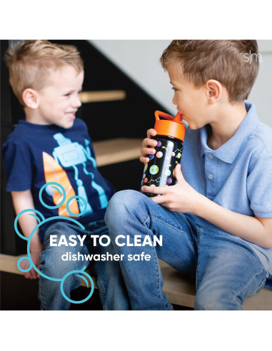 Botella de Agua Aislada Simple Modern Trolls 400ml con Popote