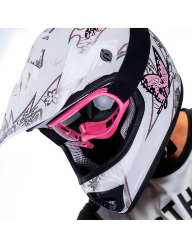 Casco XFMT DOT Motocross Niños Mariposa Rosa XL