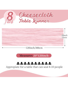 Paquete de 8 Caminos de Mesa de Gasa Rosa Claro 50.8x304.8 cm 2