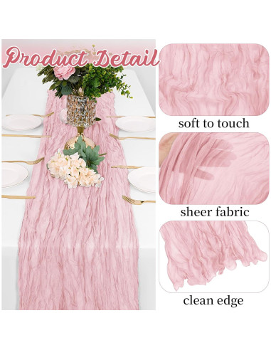 Paquete de 8 Caminos de Mesa de Gasa Rosa Claro 50.8x304.8 cm