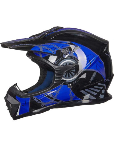 Casco ILM 128YS Juvenil Motocross Azul Negro DOT