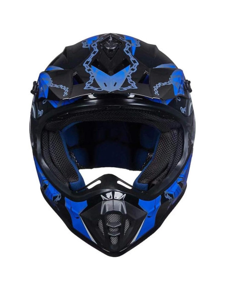 Casco ILM 128YS Juvenil Motocross Azul Negro DOT