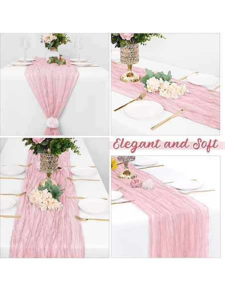 Paquete de 8 Caminos de Mesa de Gasa Rosa Claro 50.8x304.8 cm