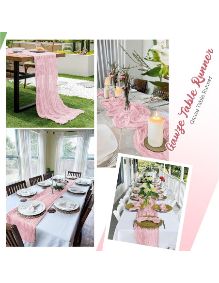 Paquete de 8 Caminos de Mesa de Gasa Rosa Claro 50.8x304.8 cm