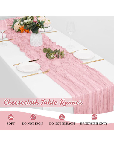 Paquete de 8 Caminos de Mesa de Gasa Rosa Claro 50.8x304.8 cm