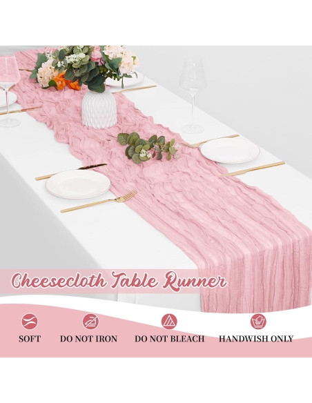 Paquete de 8 Caminos de Mesa de Gasa Rosa Claro 50.8x304.8 cm