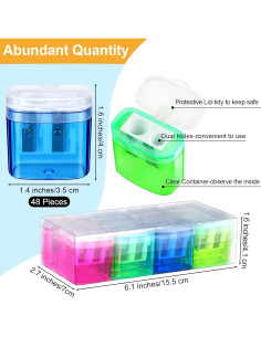 48 Sacapuntas Doble Agujero Aodaer para Niños - 4 Colores 2