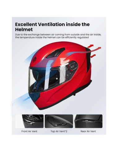 Casco de Moto ILM Full Face Modelo 129 Rojo Antivaho