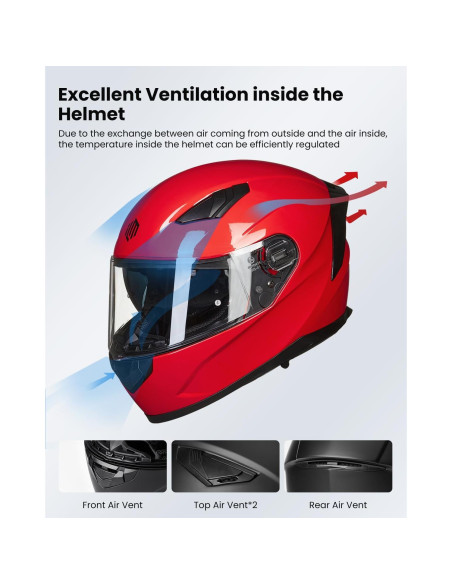 Casco de Moto ILM Full Face Modelo 129 Rojo Antivaho