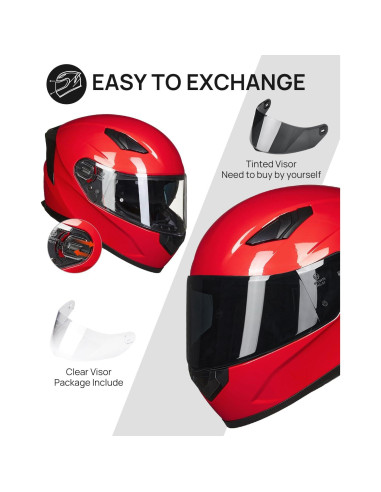 Casco de Moto ILM Full Face Modelo 129 Rojo Antivaho