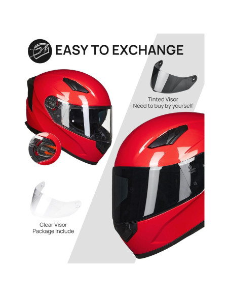 Casco de Moto ILM Full Face Modelo 129 Rojo Antivaho