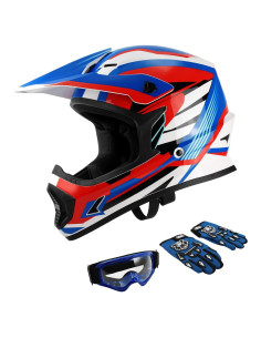 Casco de Motocicleta SLMOTO Juvenil DOT X-Large Rojo Azul