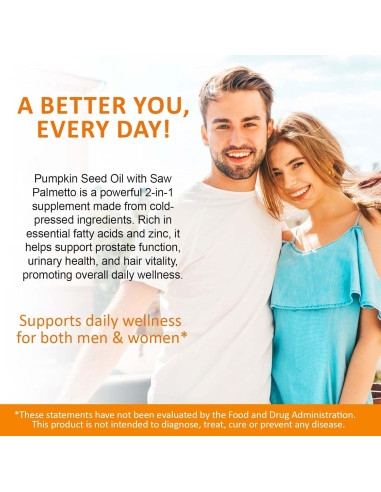 300 Cápsulas Aceite de Semilla de Calabaza 2 en 1 con Saw Palmetto