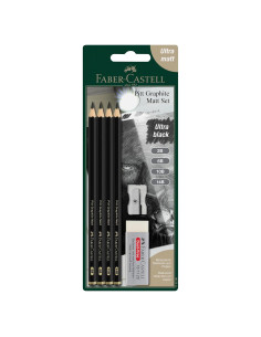 Juego de Lápices de Grafito Mate Faber-Castell - 4 Piezas 2B 6B 10B 14B