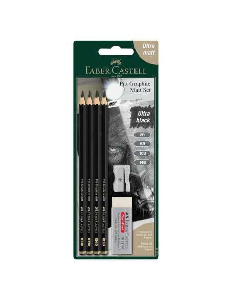 Juego de Lápices de Grafito Mate Faber-Castell - 4 Piezas 2B 6B 10B 14B