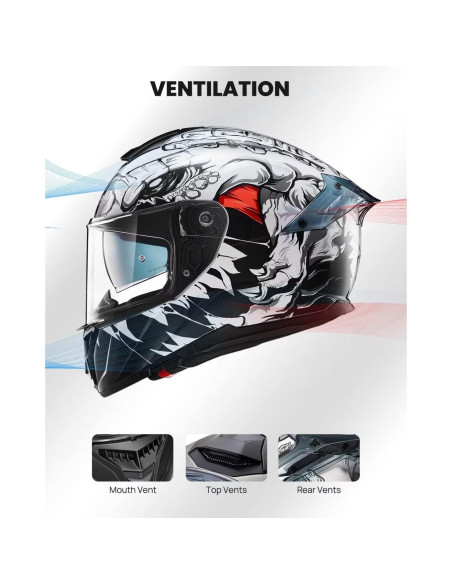 Casco Integral ILM 861A Doble Visera Grande Blanco