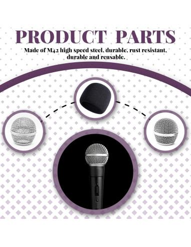 Paquete de 4 Reemplazos Cabeza Micrófono SM58 Estándar Metal