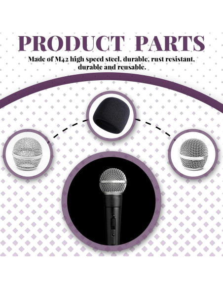Paquete de 4 Reemplazos Cabeza Micrófono SM58 Estándar Metal