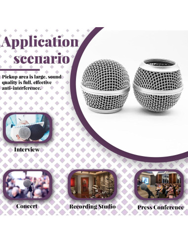 Paquete de 4 Reemplazos Cabeza Micrófono SM58 Estándar Metal