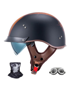 Casco de motocicleta JQF Gear MM107 Retro Mediano con Visera