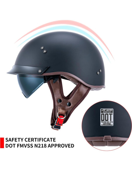 Casco de motocicleta JQF Gear MM107 Retro Negro Mate XL