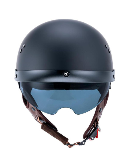 Casco de motocicleta JQF Gear MM107 Retro Negro Mate XL