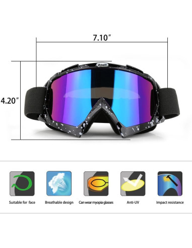 Gafas de Motocicleta ZDATT 100% UV400 Ajustables