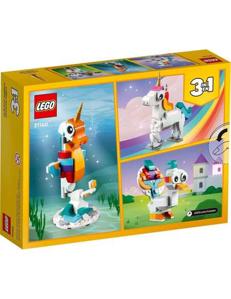 LEGO Creator 3 en 1 Unicornio Arcoíris 31140 Juguete Mágico