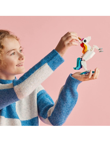 LEGO Creator 3 en 1 Unicornio Arcoíris 31140 Juguete Mágico