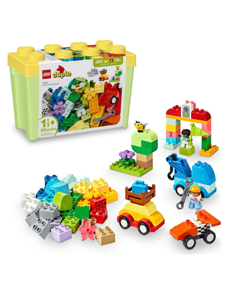 LEGO DUPLO Caja de Bloques de Autos y Camiones - Juguete Educativo 80 Piezas