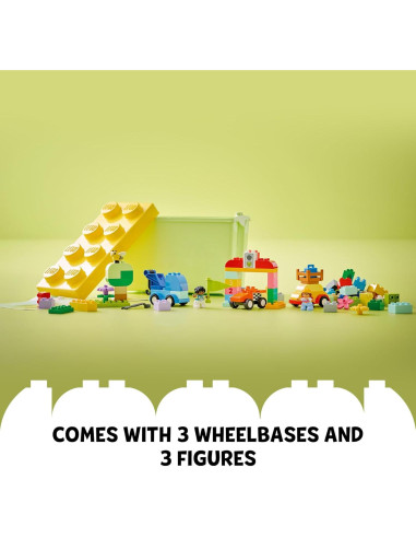 LEGO DUPLO Caja de Bloques de Autos y Camiones - Juguete Educativo 80 Piezas