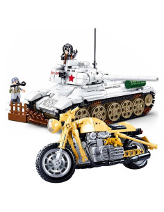 Juego de Bloques de Construcción Militar Hhohio T34/85 y R75